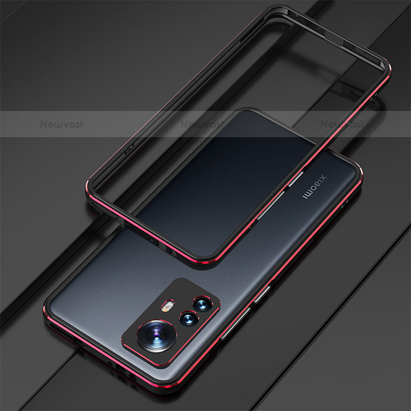 Luxury Aluminum Metal Frame Cover Case for Xiaomi Mi 12 Pro 5G Red and Black