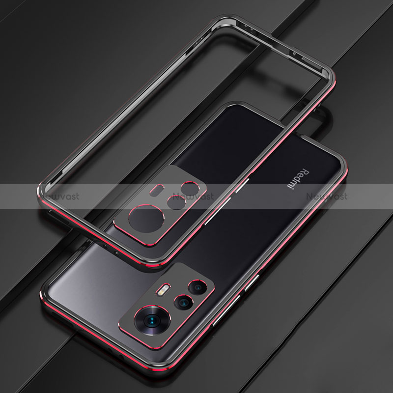 Luxury Aluminum Metal Frame Cover Case for Xiaomi Mi 12T 5G Red and Black