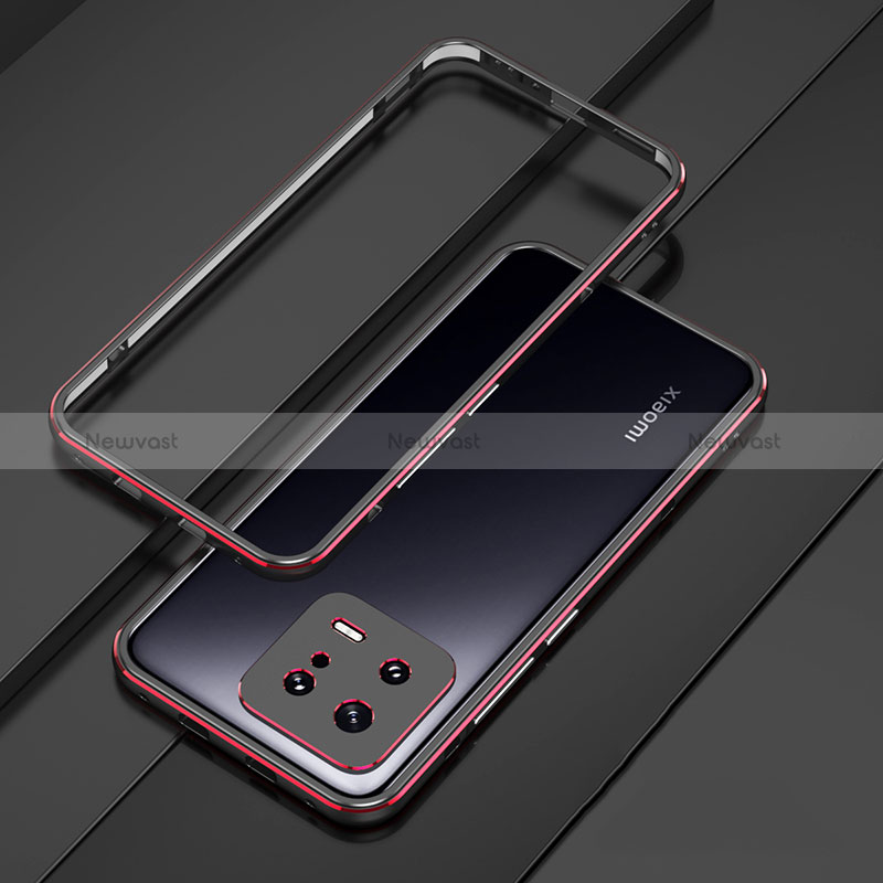 Luxury Aluminum Metal Frame Cover Case for Xiaomi Mi 13 Pro 5G Red and Black