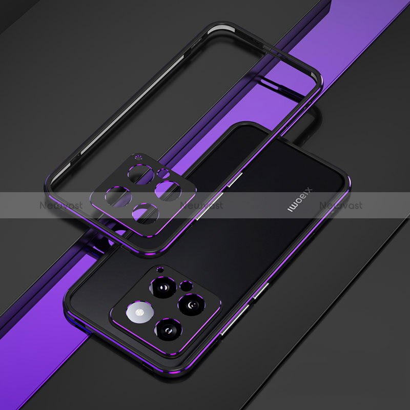 Luxury Aluminum Metal Frame Cover Case for Xiaomi Mi 14 Pro 5G Purple