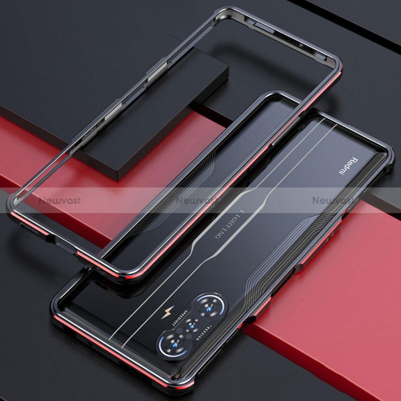 Luxury Aluminum Metal Frame Cover Case for Xiaomi Redmi K40 Gaming 5G Red and Black