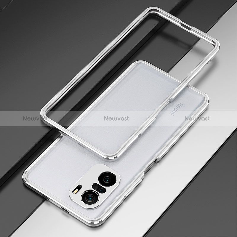 Luxury Aluminum Metal Frame Cover Case for Xiaomi Redmi K40 Pro+ Plus 5G Silver