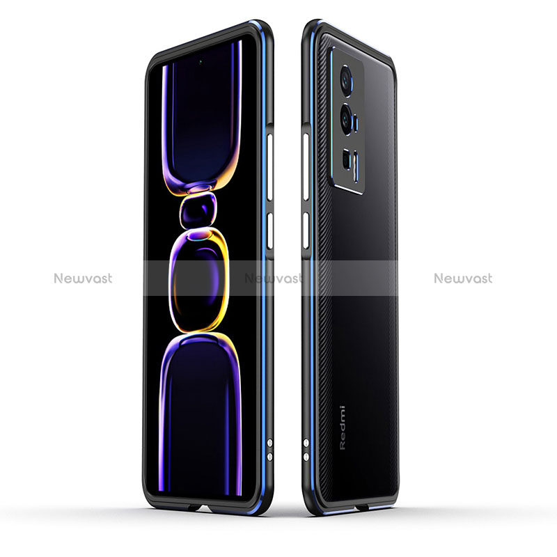 Luxury Aluminum Metal Frame Cover Case for Xiaomi Redmi K60 5G Blue and Black