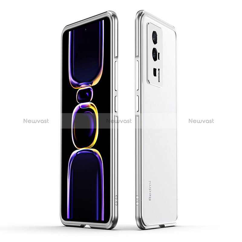 Luxury Aluminum Metal Frame Cover Case for Xiaomi Redmi K60 5G Silver