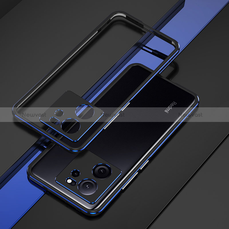 Luxury Aluminum Metal Frame Cover Case for Xiaomi Redmi K60 Ultra 5G Blue and Black