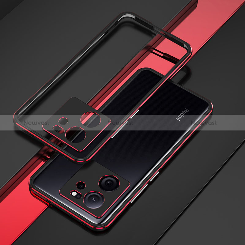 Luxury Aluminum Metal Frame Cover Case for Xiaomi Redmi K60 Ultra 5G Red and Black