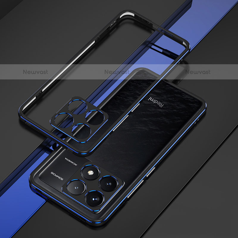 Luxury Aluminum Metal Frame Cover Case for Xiaomi Redmi K70E 5G Blue and Black