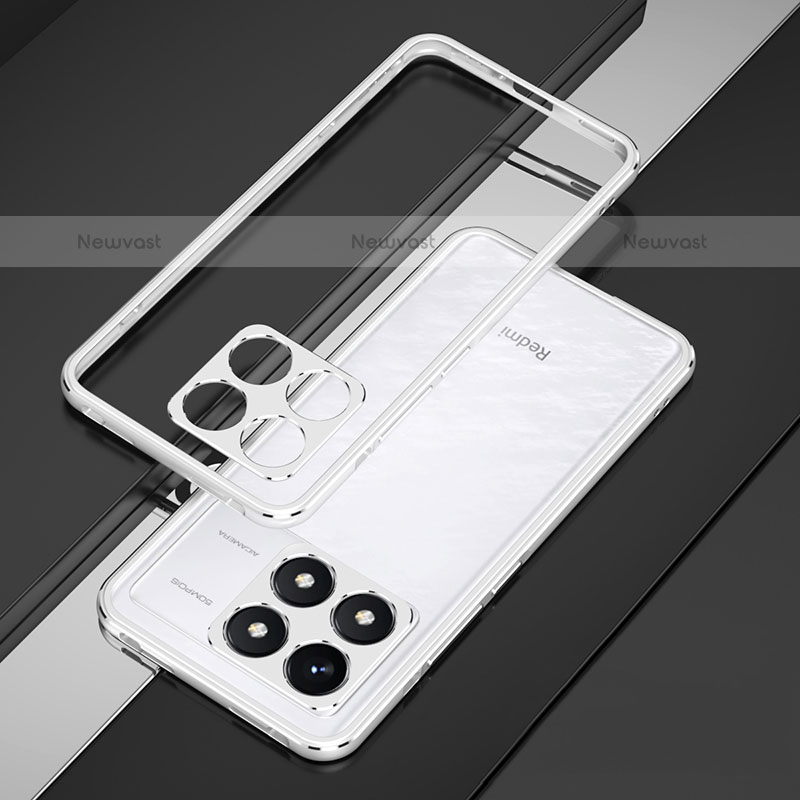 Luxury Aluminum Metal Frame Cover Case for Xiaomi Redmi K70E 5G Silver