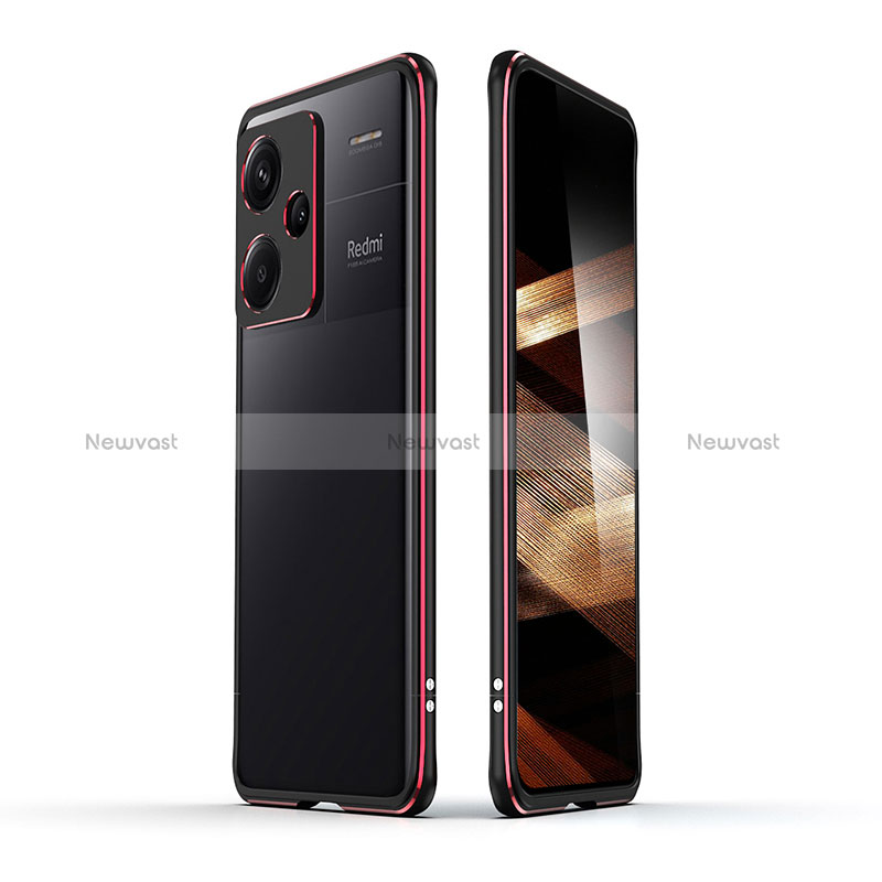 Luxury Aluminum Metal Frame Cover Case for Xiaomi Redmi Note 13 Pro+ Plus 5G Red and Black