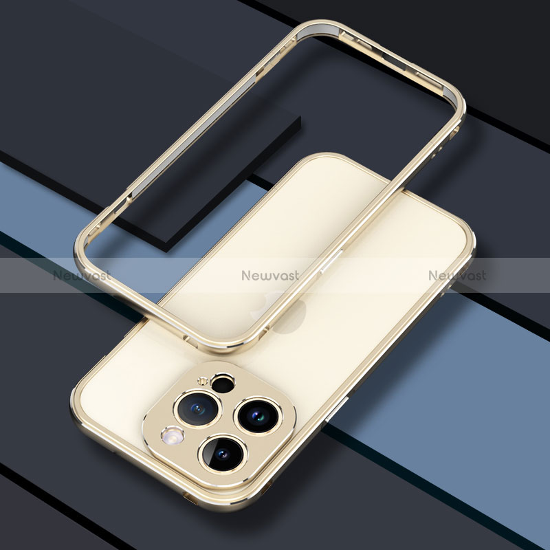 Luxury Aluminum Metal Frame Cover Case JZ1 for Apple iPhone 13 Pro Gold