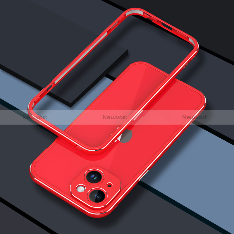 Luxury Aluminum Metal Frame Cover Case JZ1 for Apple iPhone 14 Plus Red