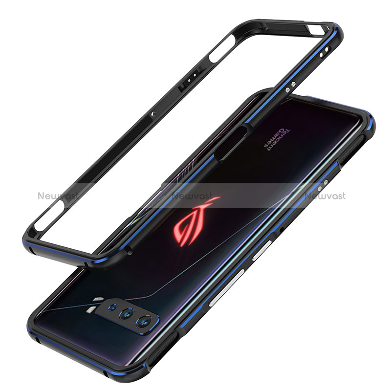 Luxury Aluminum Metal Frame Cover Case JZ1 for Asus ROG Phone 3 Blue and Black