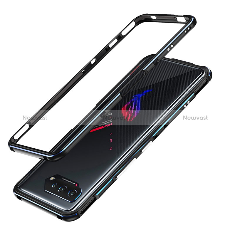 Luxury Aluminum Metal Frame Cover Case JZ1 for Asus ROG Phone 5s Blue and Black
