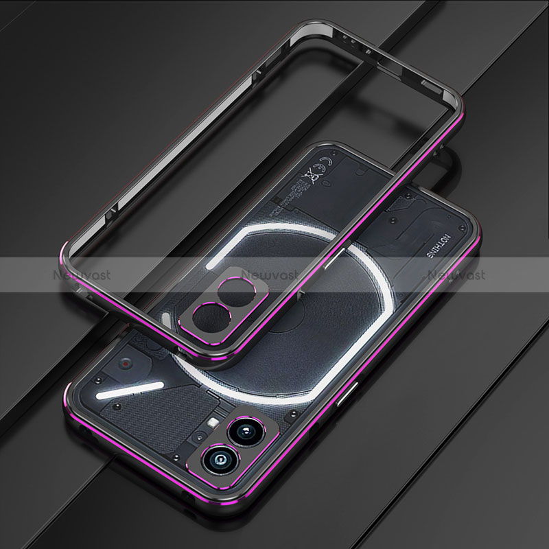 Luxury Aluminum Metal Frame Cover Case JZ1 for Nothing Phone 2 Purple