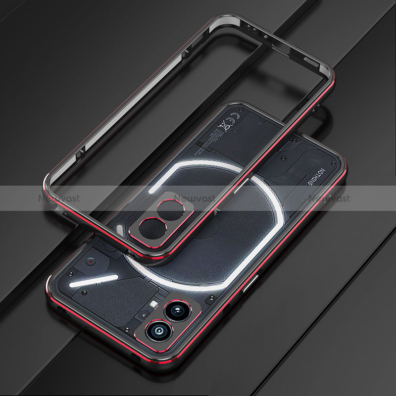 Luxury Aluminum Metal Frame Cover Case JZ1 for Nothing Phone 2 Red and Black