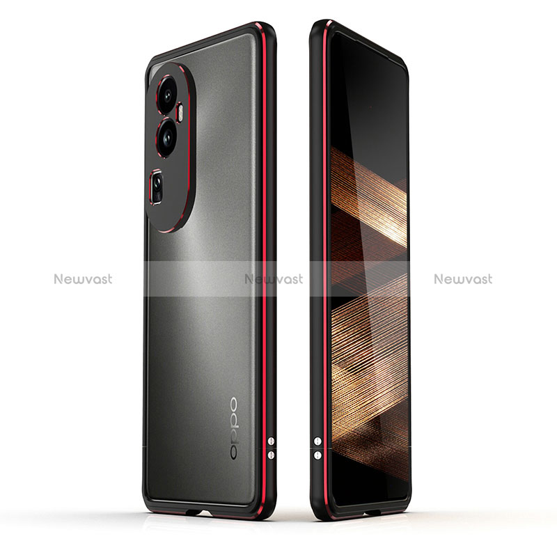 Luxury Aluminum Metal Frame Cover Case JZ1 for Oppo Reno10 Pro+ Plus 5G Red and Black