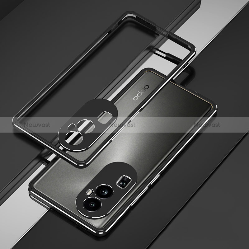 Luxury Aluminum Metal Frame Cover Case JZ1 for Oppo Reno10 Pro+ Plus 5G Silver and Black