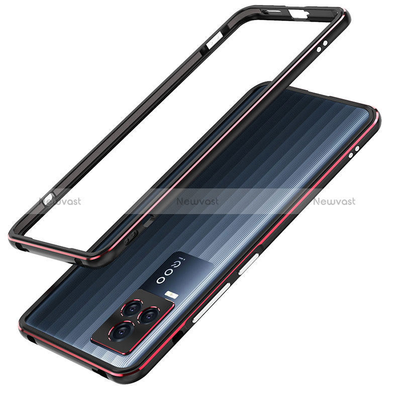 Luxury Aluminum Metal Frame Cover Case JZ1 for Vivo iQOO 7 5G Red and Black