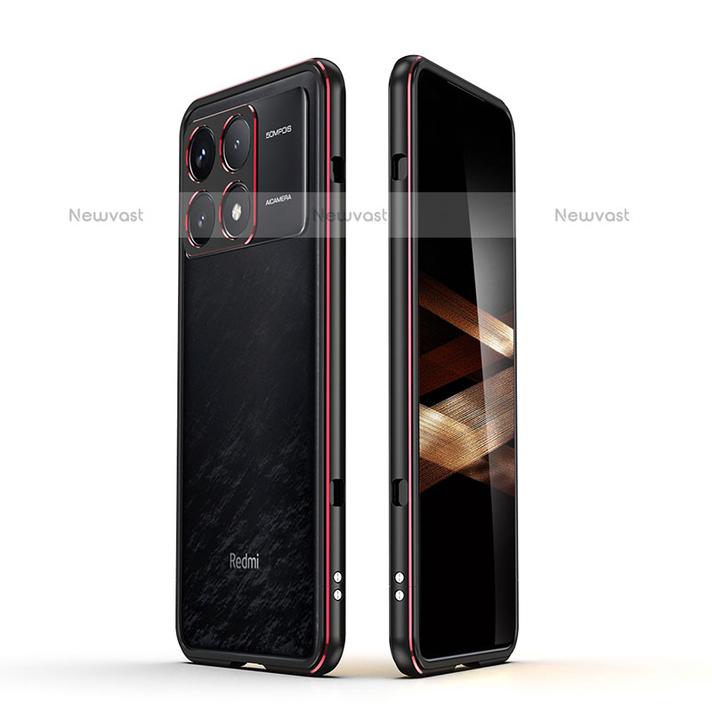 Luxury Aluminum Metal Frame Cover Case JZ1 for Xiaomi Redmi K70E 5G Red and Black