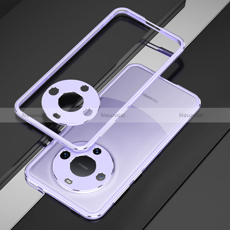 Luxury Aluminum Metal Frame Cover Case JZ4 for Huawei Mate 60 Clove Purple