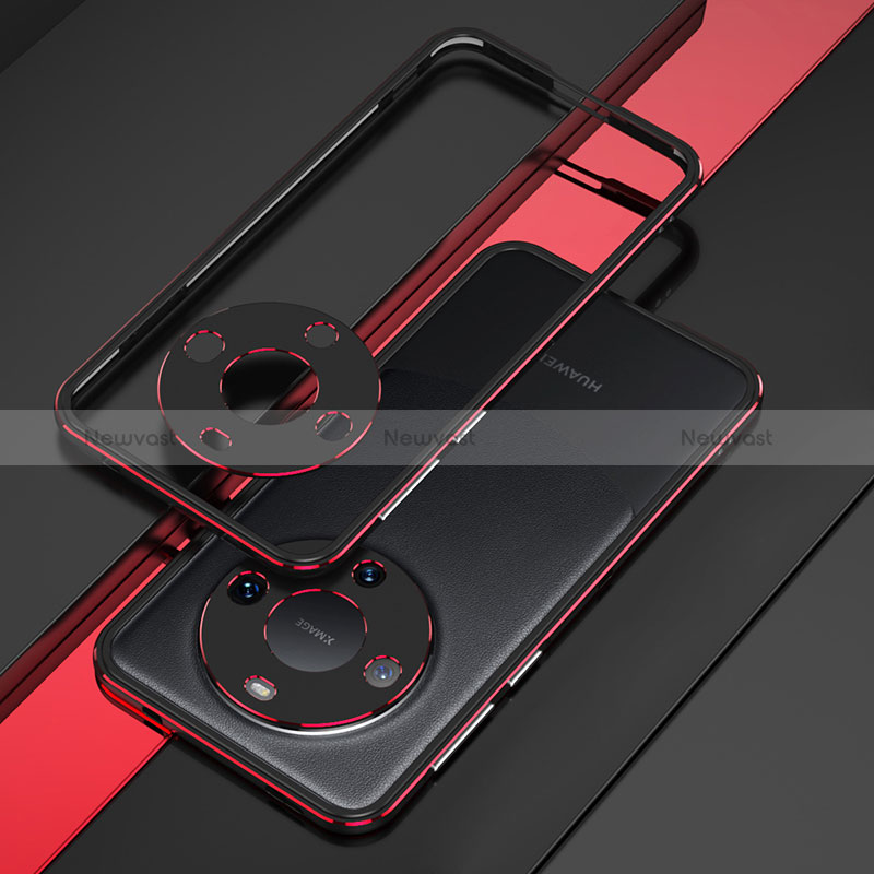 Luxury Aluminum Metal Frame Cover Case JZ4 for Huawei Mate 60 Pro+ Plus Red and Black