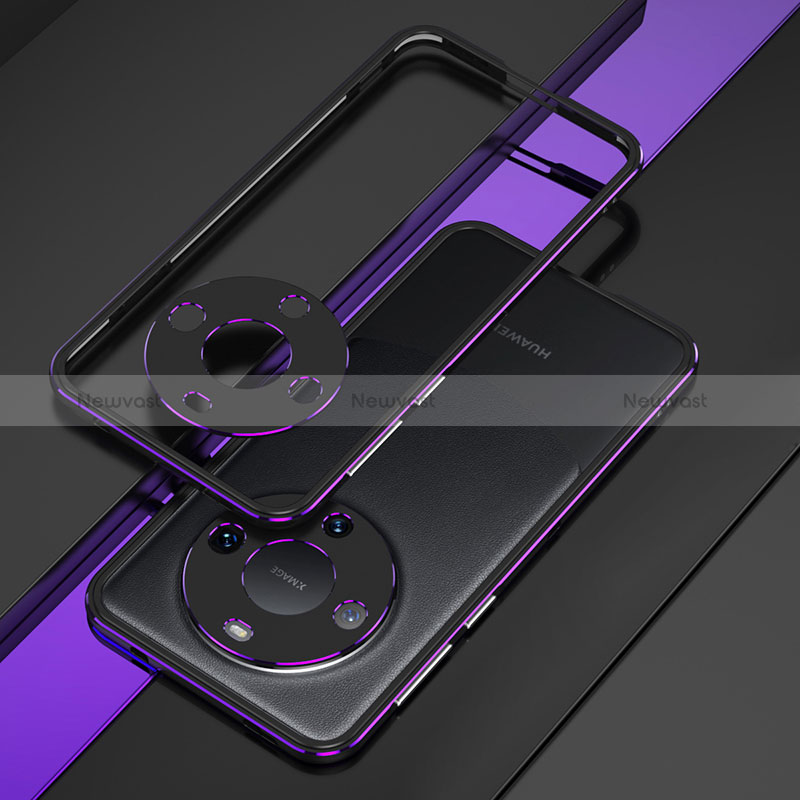 Luxury Aluminum Metal Frame Cover Case JZ4 for Huawei Mate 60 Pro Purple