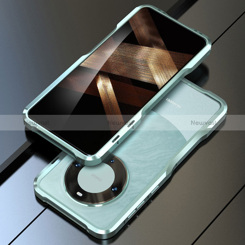 Luxury Aluminum Metal Frame Cover Case LF1 for Huawei Mate 60 Pro Cyan