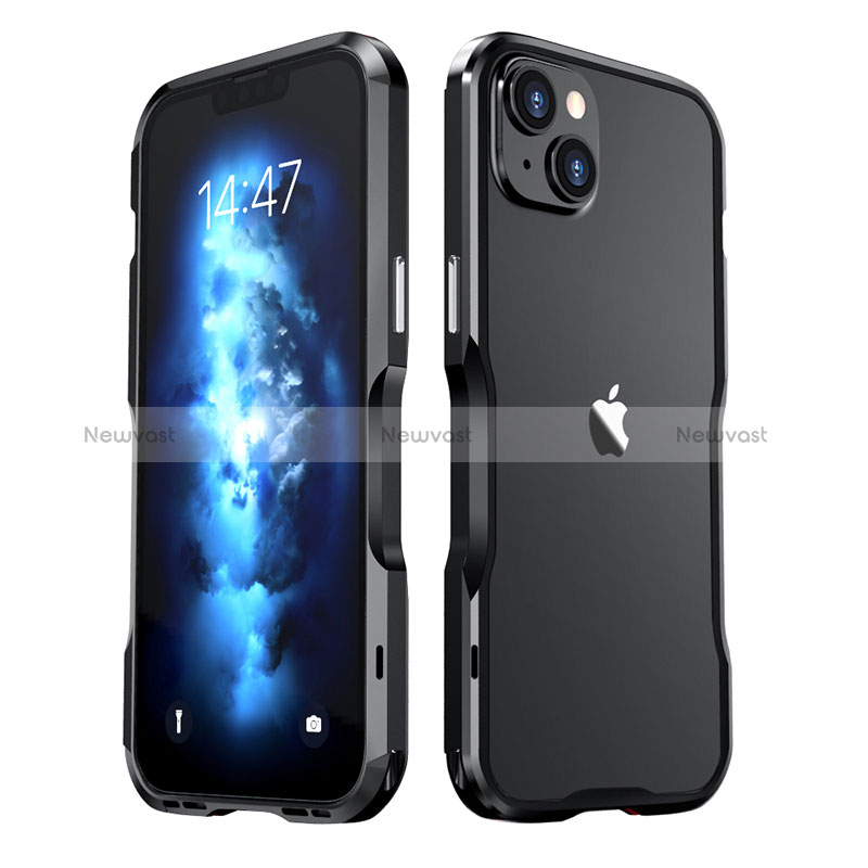 Luxury Aluminum Metal Frame Cover Case LF2 for Apple iPhone 14 Black