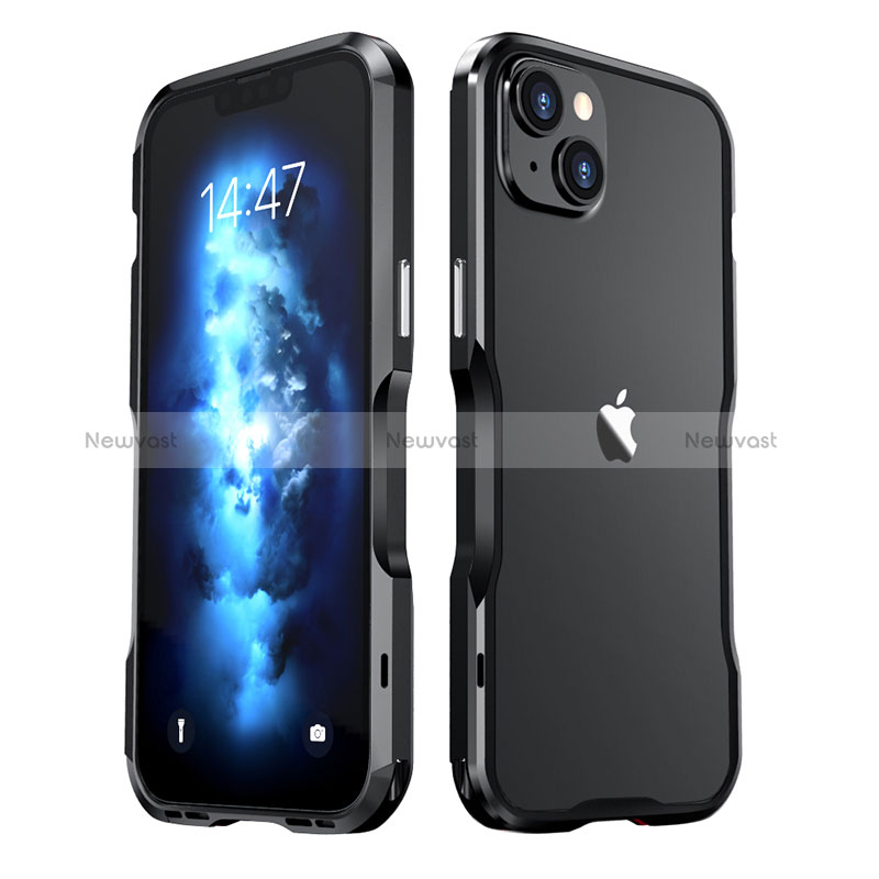 Luxury Aluminum Metal Frame Cover Case LF2 for Apple iPhone 14 Plus Black