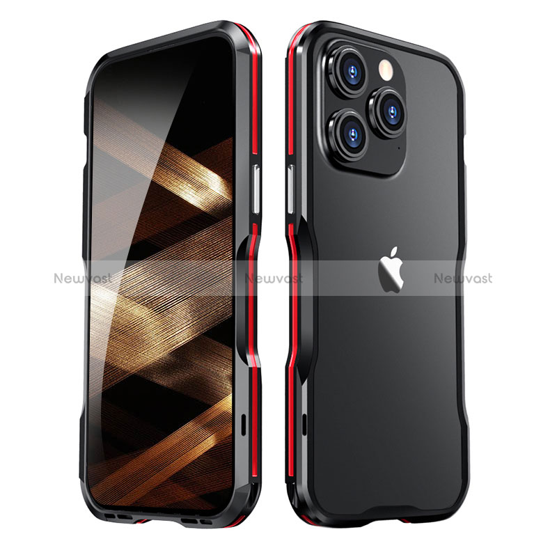 Luxury Aluminum Metal Frame Cover Case LF2 for Apple iPhone 15 Pro Red and Black