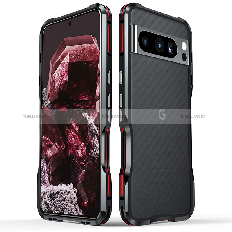 Luxury Aluminum Metal Frame Cover Case LF2 for Google Pixel 8 Pro 5G Red and Black