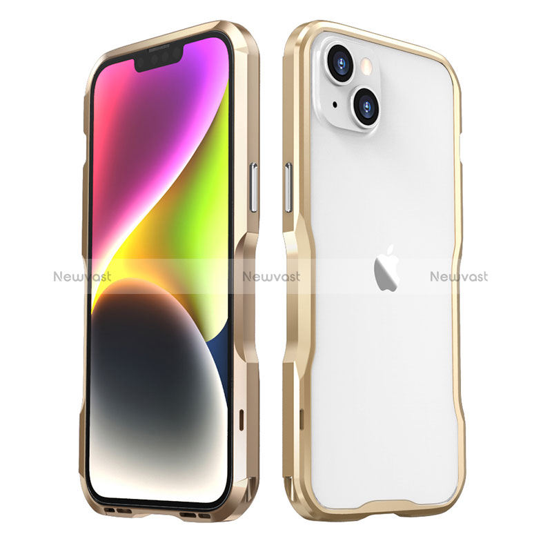 Luxury Aluminum Metal Frame Cover Case LF3 for Apple iPhone 14 Plus Gold