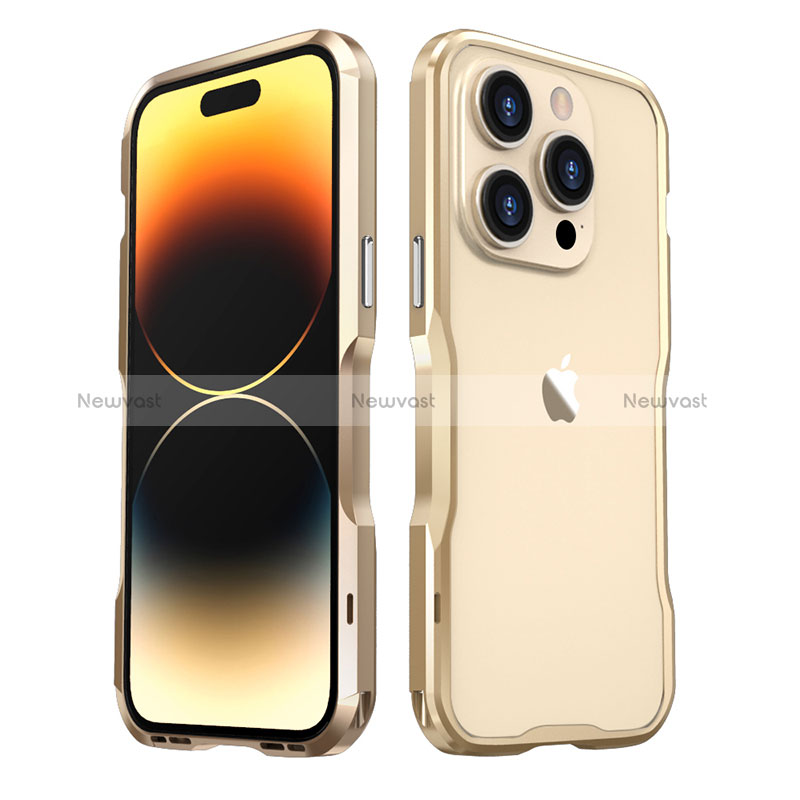 Luxury Aluminum Metal Frame Cover Case LF3 for Apple iPhone 14 Pro Gold