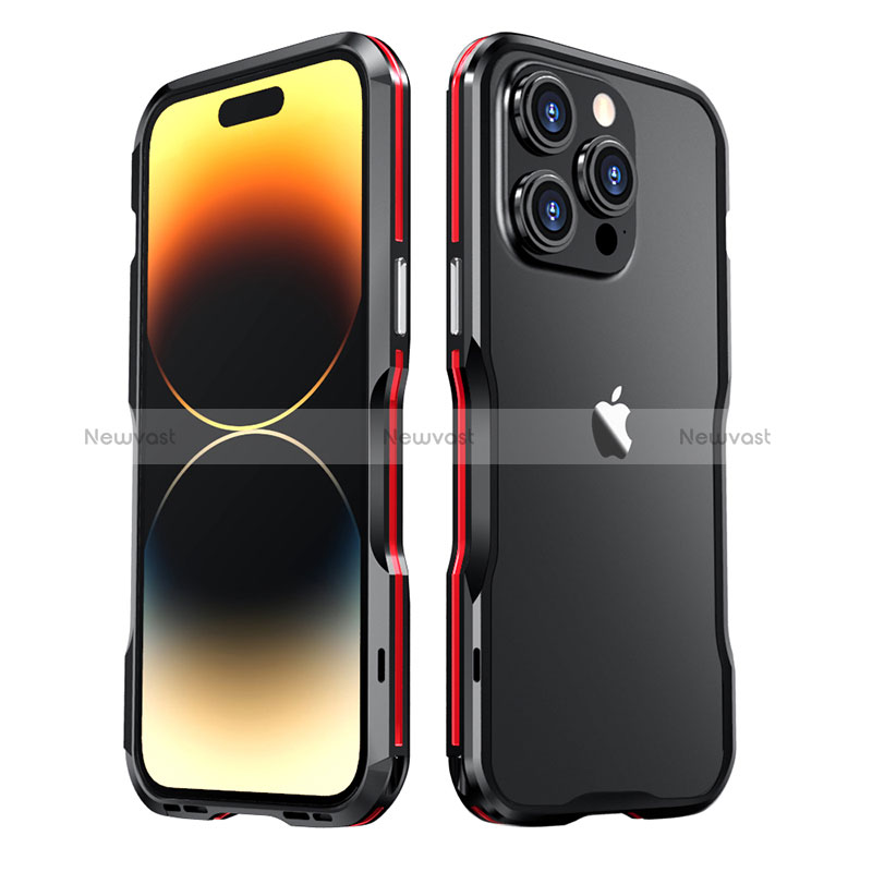 Luxury Aluminum Metal Frame Cover Case LF3 for Apple iPhone 14 Pro Max Red and Black