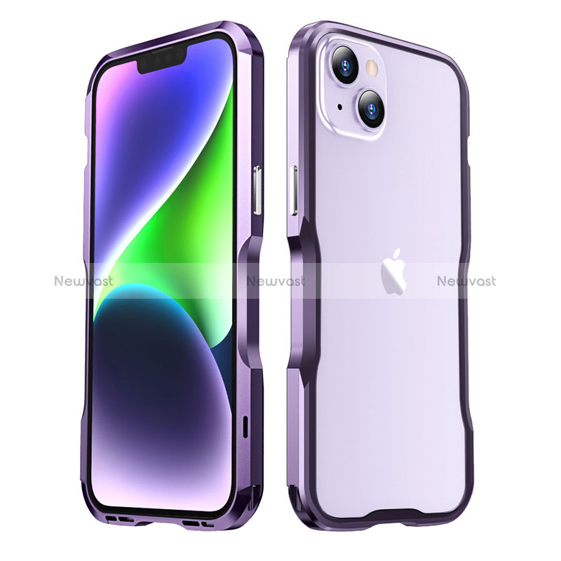 Luxury Aluminum Metal Frame Cover Case LF3 for Apple iPhone 14 Purple