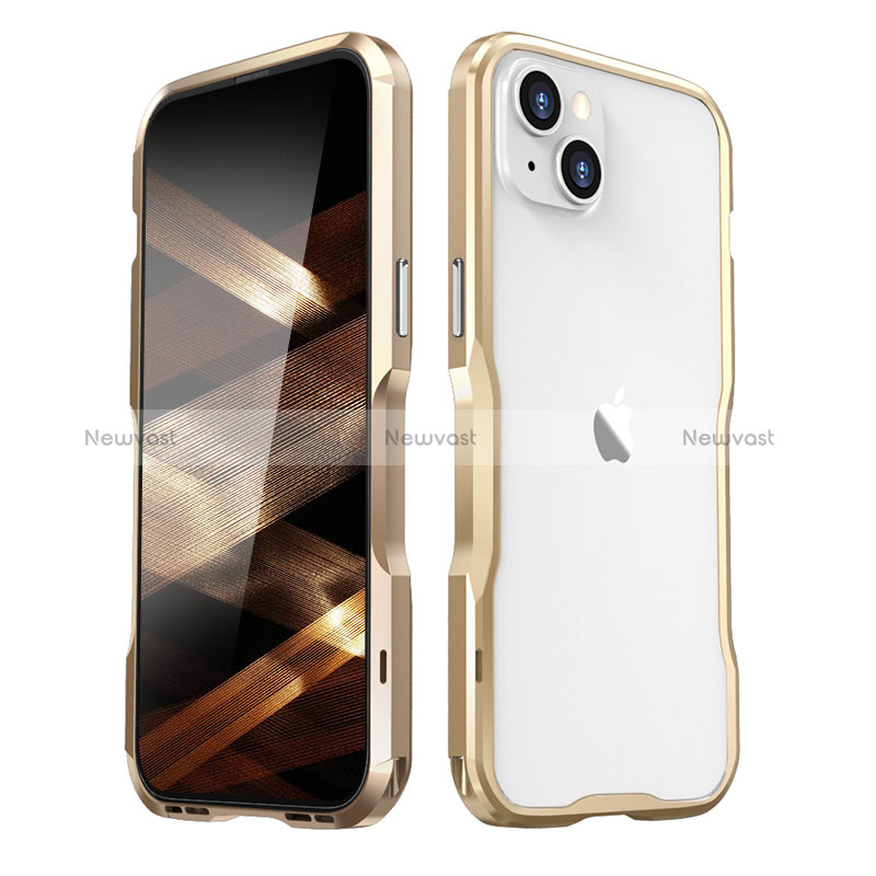 Luxury Aluminum Metal Frame Cover Case LF3 for Apple iPhone 15 Plus Gold