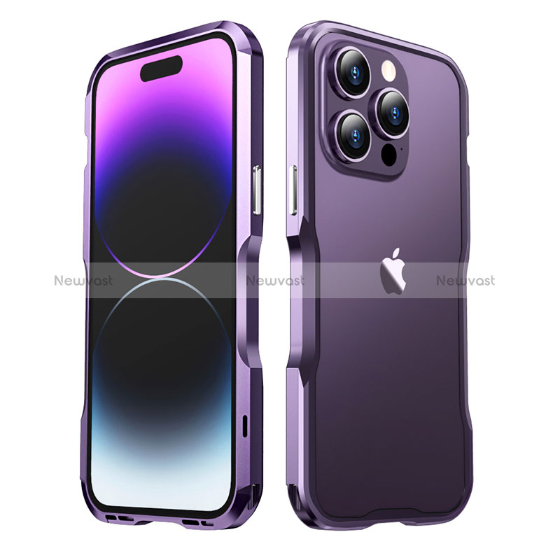 Luxury Aluminum Metal Frame Cover Case LF3 for Apple iPhone 15 Pro Max Purple