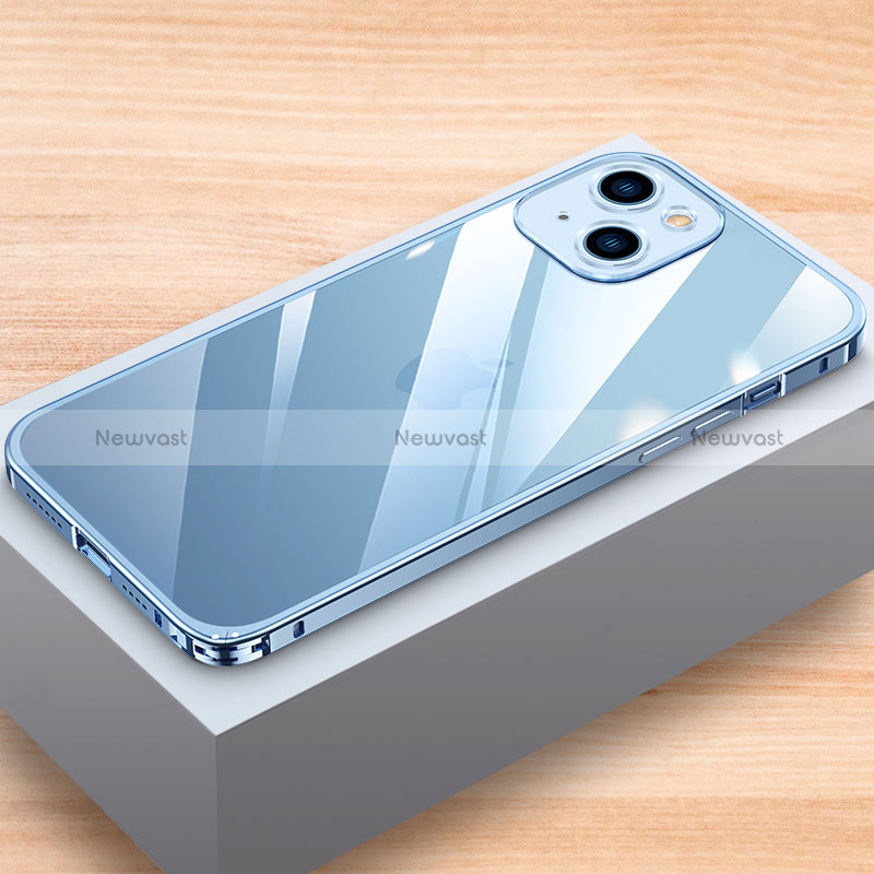 Luxury Aluminum Metal Frame Cover Case LK1 for Apple iPhone 13 Blue