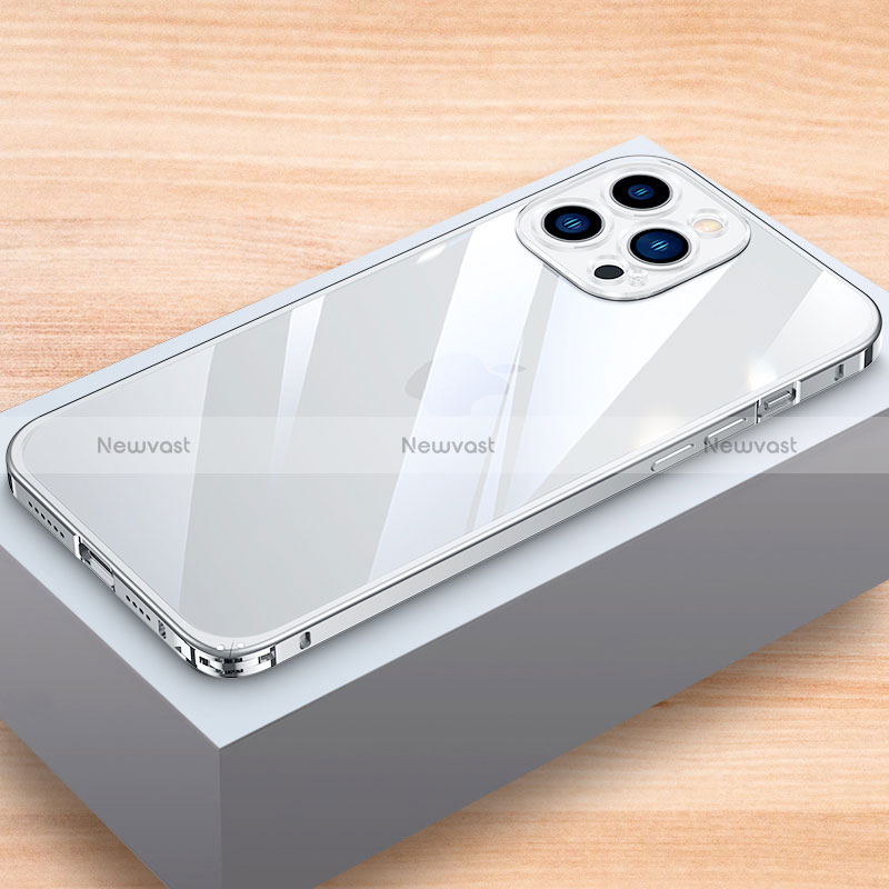 Luxury Aluminum Metal Frame Cover Case LK1 for Apple iPhone 13 Pro Silver