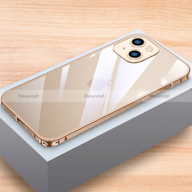 Luxury Aluminum Metal Frame Cover Case LK1 for Apple iPhone 15 Gold