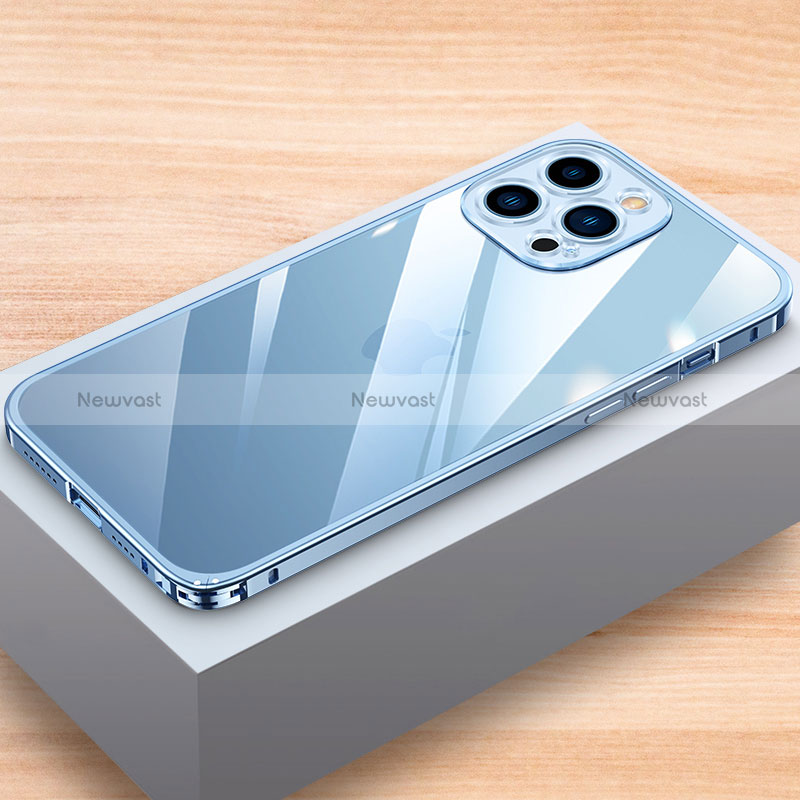 Luxury Aluminum Metal Frame Cover Case LK1 for Apple iPhone 15 Pro Blue