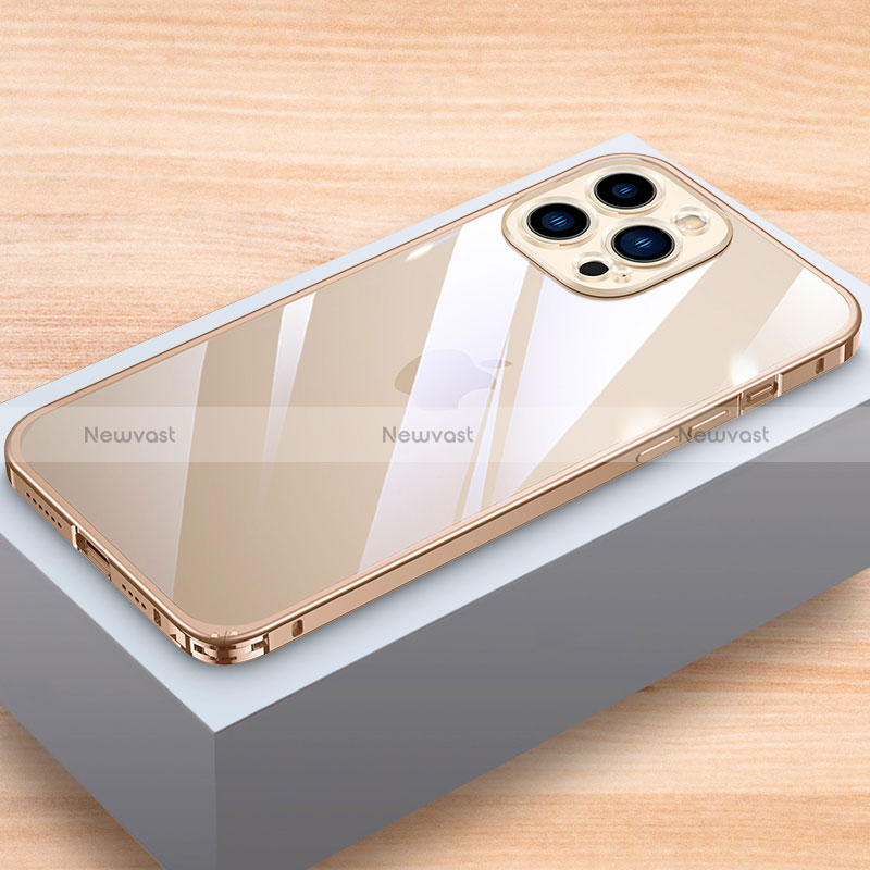 Luxury Aluminum Metal Frame Cover Case LK1 for Apple iPhone 15 Pro Gold