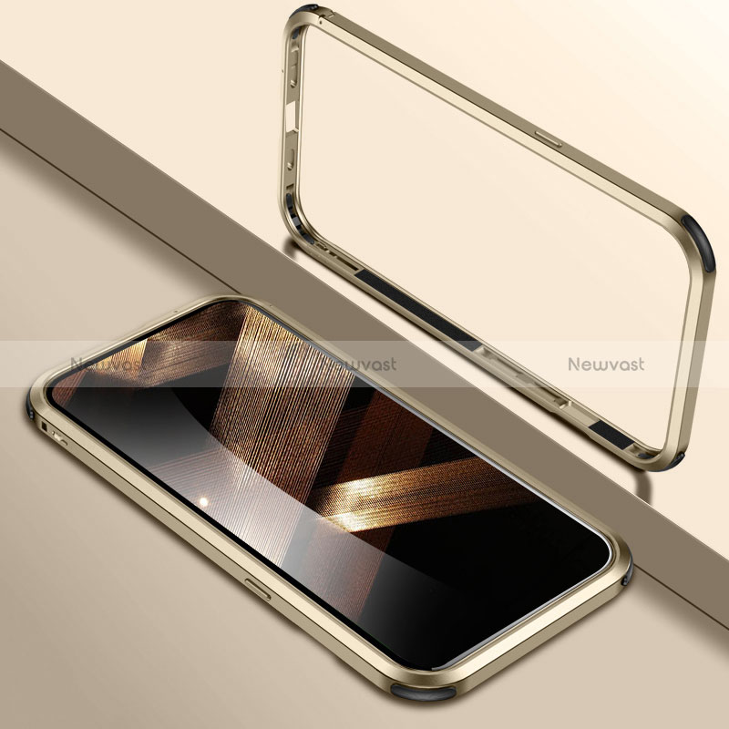 Luxury Aluminum Metal Frame Cover Case LK2 for Apple iPhone 15 Gold