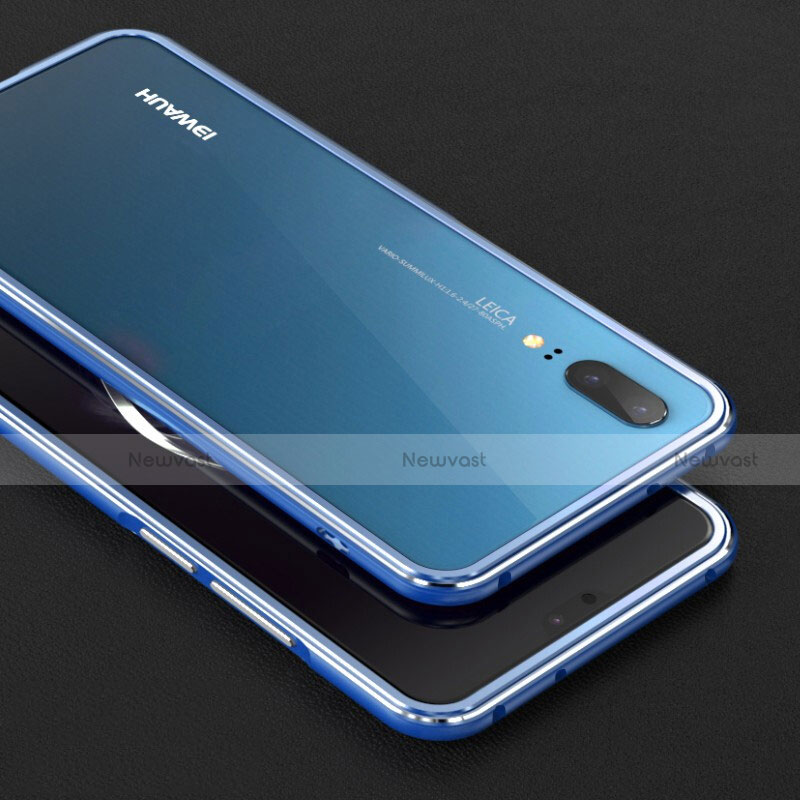 Luxury Aluminum Metal Frame Cover Case M01 for Huawei P20 Blue