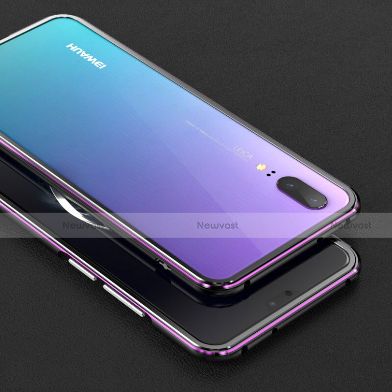 Luxury Aluminum Metal Frame Cover Case M01 for Huawei P20 Purple