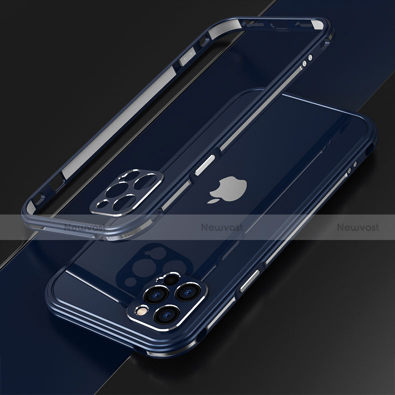 Luxury Aluminum Metal Frame Cover Case N01 for Apple iPhone 12 Pro Blue