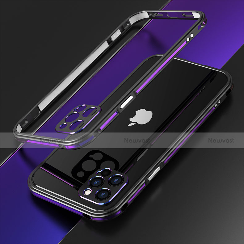 Luxury Aluminum Metal Frame Cover Case N01 for Apple iPhone 12 Pro Max Purple