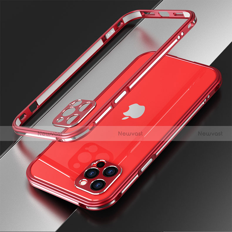 Luxury Aluminum Metal Frame Cover Case N01 for Apple iPhone 12 Pro Max Red