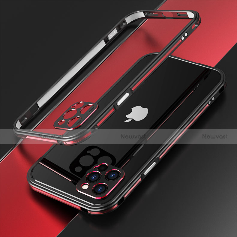 Luxury Aluminum Metal Frame Cover Case N01 for Apple iPhone 12 Pro Max Red and Black