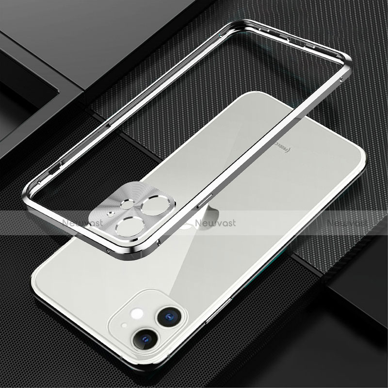 Luxury Aluminum Metal Frame Cover Case N01 for Apple iPhone 12 Silver